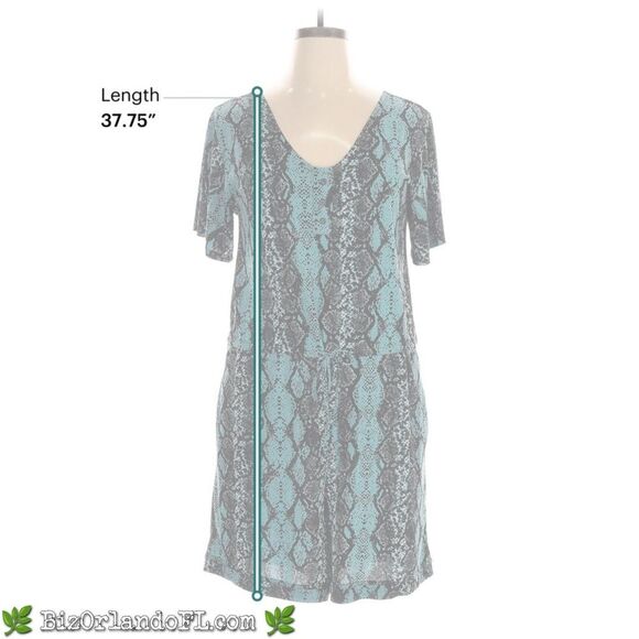 LULAROE Black / Turquoise / White Print L One-Piece Romper *EXCELLENT CONDITION* - Picture 3 of 4